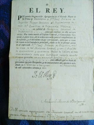 King Charles Iii Of Spain 1776 Rare Signed Document