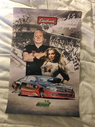 Lizzy & Pat Musi Signed 2018 Edelbrock Racing Poster Autographed Racing Engines