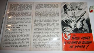 Buck Rogers Ring of Saturn Premium with Paper Work Instruction Folder Scare 1946 3