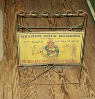 Deschler Meadow Gold Broom Display Deschler Nebraska Tin Fold Up 1930 