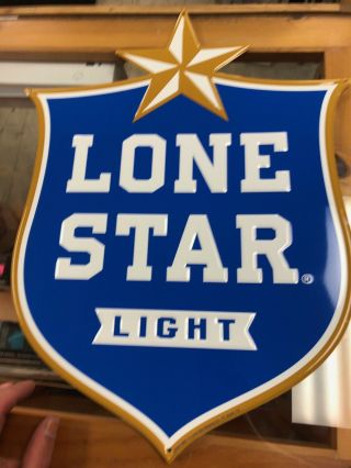 Lone Star Light Beer Metal Sign 16 1/2 " X 21 1/2 " Blue Shield