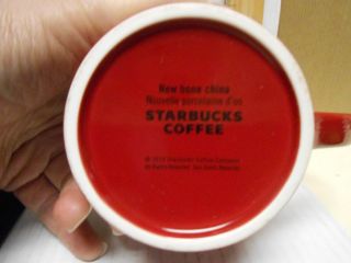 Starbucks 2010 16 oz Red Coffee Mug Cup - Bone China Etched Christmas 3