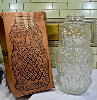 The Wise Old Owl Large Glass Jar 20 Inches Tall Very Unique W/ Box