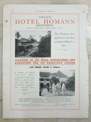 Orig 1930 Advt Hotel Homann Bandoeng Java Dutch East Indies 10.  25in X 13.  50in
