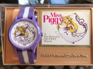 1970’s Miss Piggy Watch By Picco Jim Henson Muppet Watch In Case