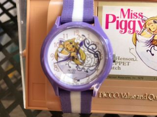 1970’s MISS PIGGY WATCH by PICCO Jim Henson Muppet watch in case 2