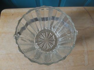 Vintage Clear Glass Ice Bucket with Ribbed Design and Metal Handle 5