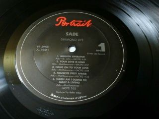 SADE - Diamond Life LP Vinyl Record 1985 CBS (FR 39581) 2