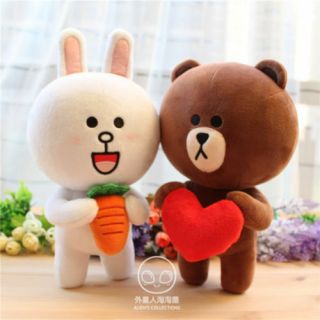 Hot Line Friends Brown Bear White Cony Hare Plush Soft Toy Stuffed Doll 10  1pc
