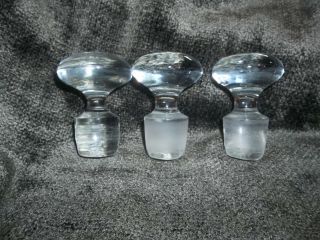 3 Vintage Clear Solid Glass Crystal Bottle Decanter Stoppers 2 1/4 " Tall (11)