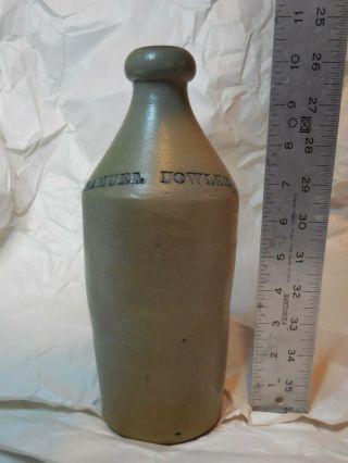 Antique Stoneware " Beer " Bottle Samuel Fowler Circa 1850? (gorgeous)
