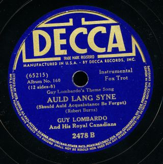Guy Lombardo Auld Lang Syne Louis Blues Rare Early 78 Record Decca Years Eve