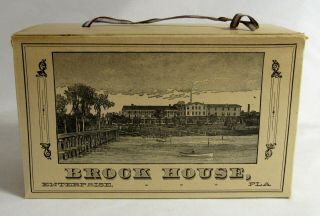 Antique Brock House Hotel Victorian Advertising Lunch Box Enterprise Florida Fl