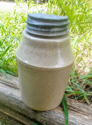 Antique Macomb Pottery Vintage Stoneware Crock Mason Jar Canning