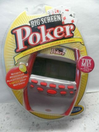 Radica Big Screen Poker Handheld Lighted Electronic Pocket Game 3 Games In 1