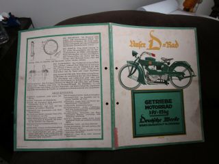 German Motocycle Advertisement 1920s D Rad 2 Zylinder 3ps 85kg