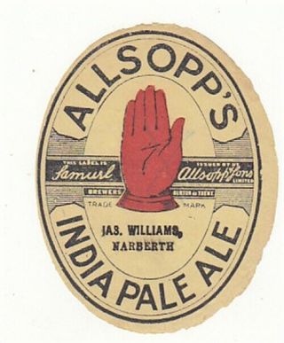 British Beer Label.  Allsopp,  Williams Narberth