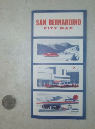 1958 San Bernardino Street Map Union 76 Oil Gas California Route 66 Pre Is