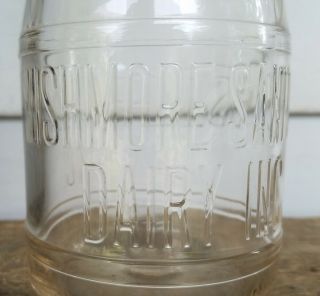 Wishmore Sanitary Dairy Embossed Quart Milk Bottle,  Lynchburg,  VA 1920 - 1940 2