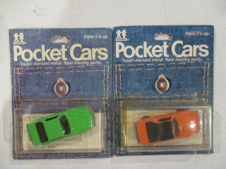 2 Tomica Tomy Pocket Cars Japan Fiat X 1/9 On Card Green & Orange Version