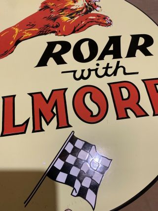 Gilmore Roar With Porcelain Gasoline Oil Advertising Sign 3