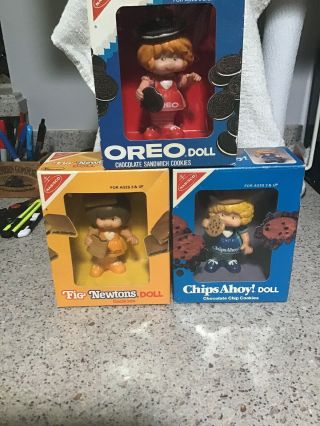 1983 Vintage Nabisco Oreo,  Fig Newton,  And Chips Ahoy Cookie Advertising Dolls