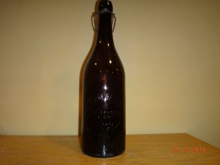 Ca 1870 C Kammerer St.  Joseph Mich.  Qt Amber Blob Top Beer Attic Bottle