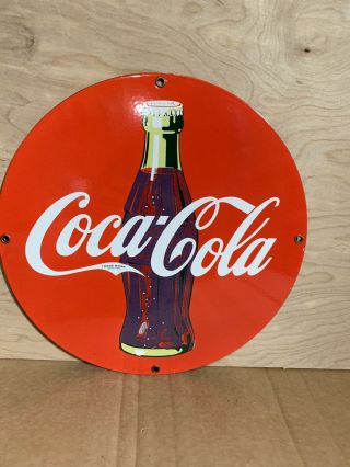 Coca Cola Coke Soda Pop Porcelain Gasoline Oil Advertising Sign