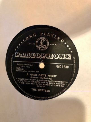The Beatles 1964 A Hard Day ' s Night - Denmark - Black/Silver Parlophone 4