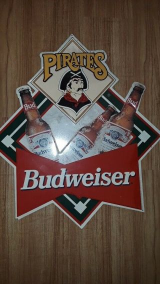 Budweiser Beer Metal/tin Sign Pittsburgh Pirates Rare Bar Man Cave No Eye Patch