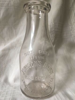 Vintage Pint Milk Bottle Johnson 