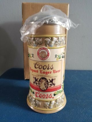 (l@@k) Adolph Coors Lidded Beer Stein Label Series Export Golden Colorado