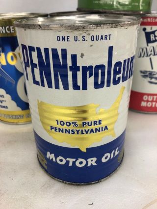 Vintage Quart Penntroleum Oklahoma Ribbed Metal Motor Oil Can