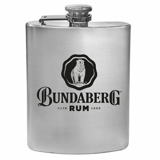 Bundy Bundaberg Rum Stainless Steel Hip Flask Spirit Drinking Bar Man Cave Gift