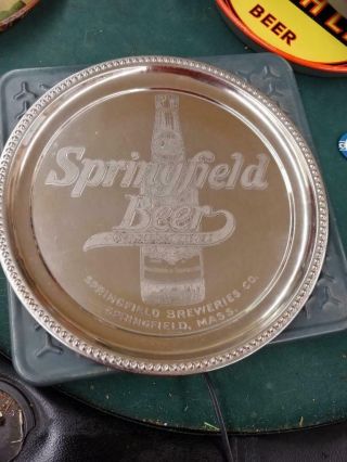 Pre - Prohibition Springfield Beer Plated Tin Tray/sign - Springfield Ma - 12 "