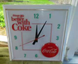 Coca - Cola Clock Circa 1963 Plastic Great Lites Up