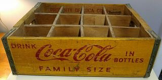 Vintage Drink Coca Cola Hinged Wood Box Crate - 12 - Bottle Insert Usa Made - A47