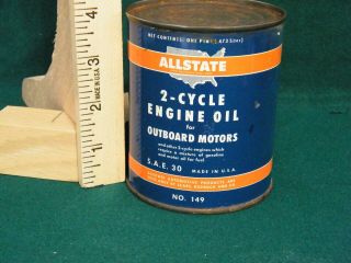 Vintage Rare Sears Allstate 50/1 Outboard Boat Motor Oil Can Full 16oz 2 Cycle