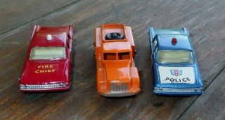 3 Matchbox Lesney Cars No.  15 Rotinoff 59 Ford Fairline Fire Chief 55 Police CN 2