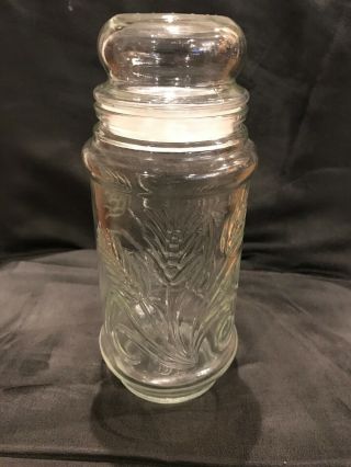 Vintage 1982 Planters Glass Jar With Lid,  Wheat Design -