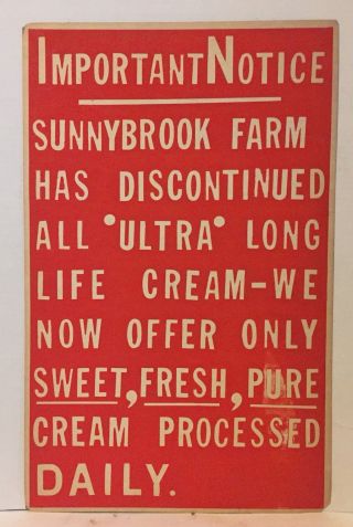 Antique Sunny Brook Farm Cream Advertising Sign Banner Pennsylvania Vermont