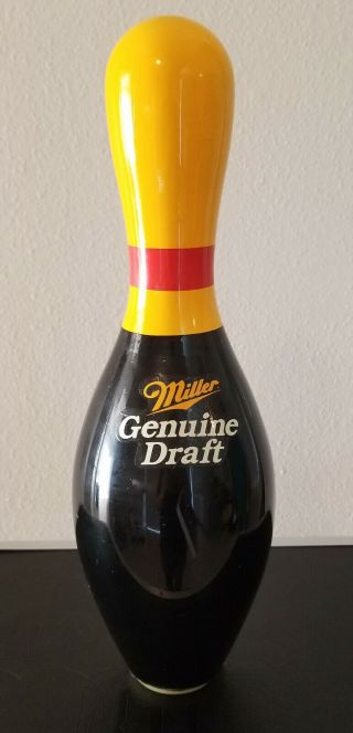 Miller Draft Beer Bowling Pin - Regulation Size,  Wooden,  Black,  Yellow