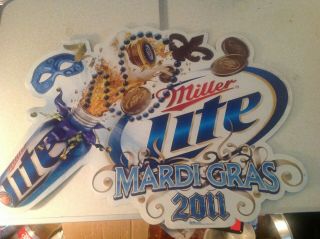 Miller Lite Mardi Gras 2011 Metal Beer Sign Embossed Good 27 " X19 "