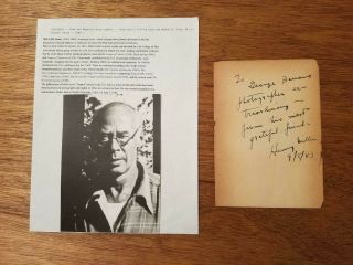 Henry Miller Handwritten Note Signed 1943