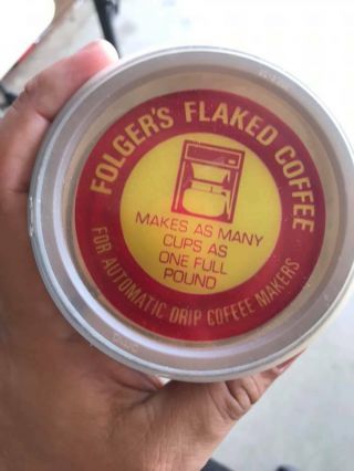 Vintage Folgers Flaked Coffee Can w/ Branded Lid 4