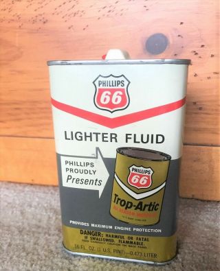 Vintage Phillips 66 Trop Artic Lighter Fluid Can Container