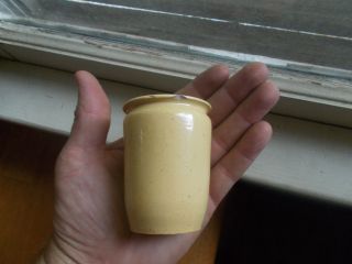 Early Hand Thrown Yellowware Ointment Salve Pot Dug In 1850s Privy 3 " Tall