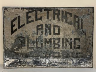 “electrical And Plumbing Repair” Antique Double Sided Tin Sign 24”x16”