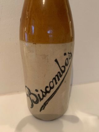 1890s Biscombe’s Ginger Beer Stoneware Bottle Bourne 22 Denby Antique 2