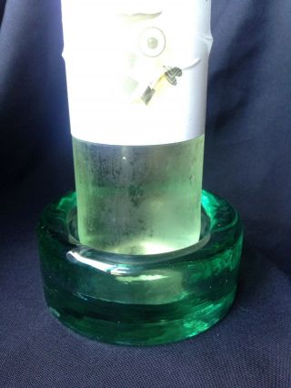 Vintage Green Glass Wine Bottle Coaster Candy Dish - Thick Heavy Glass Bubbles 2